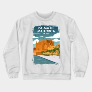 Palma De Mallorca Spain Vintage Minimal Retro Travel Poster Crewneck Sweatshirt